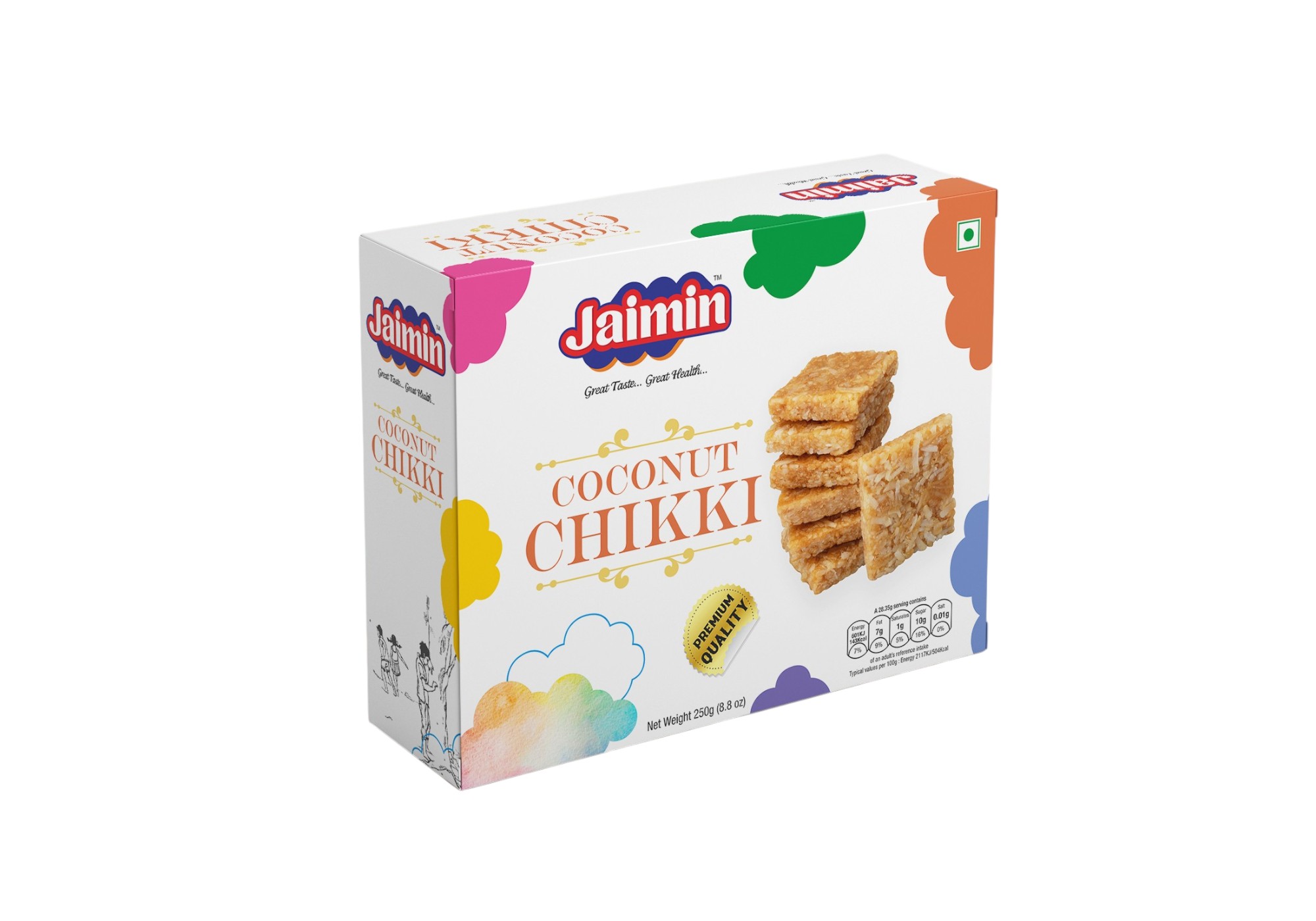 white-Photoroom Jaimin Coconut chikki - 150g - Image 1