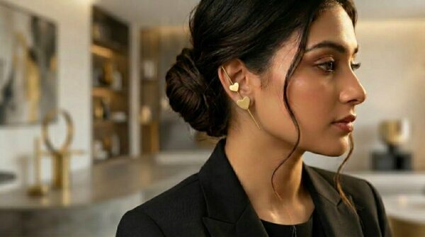 Unique Brass Handmade 2 Heart Shape Earcuff