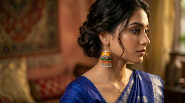 Handmade Multicolor Meenakari Work Pearl Jhalar Jhumka Earring