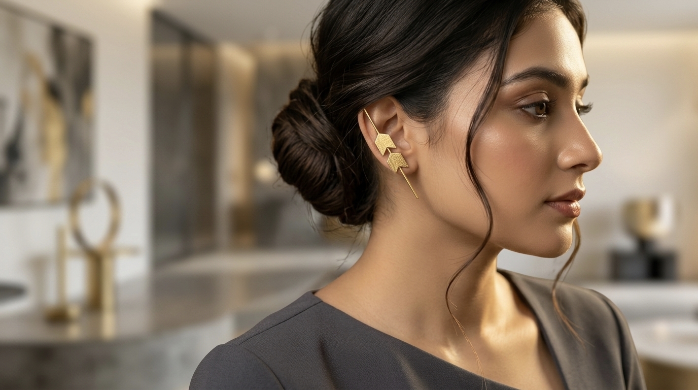 Image 1 Brass Handmade Abstract Earcuff