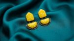 Handcrafted Boho Statement Earrings with yellow Accents