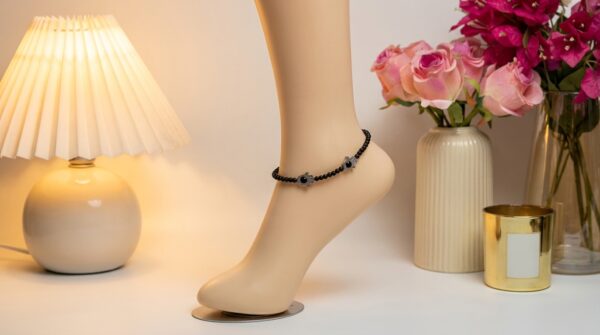 German Black Matri 2 hand Charm Pair of Anklet