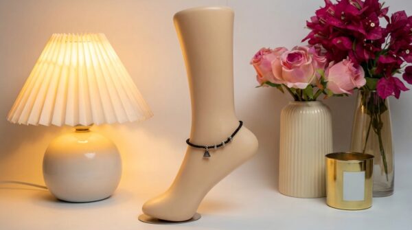 Black Matri 3 Circle and 1 Triangle Charm Pair of Anklet