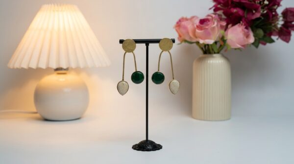 Brass Handmade Resin Stone Stud Earrings