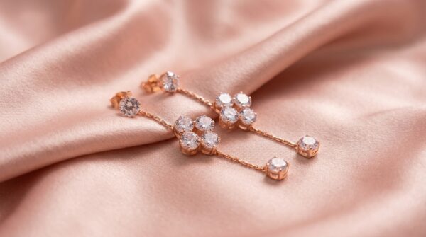 Rose Gold Zircon Drop Earrings
