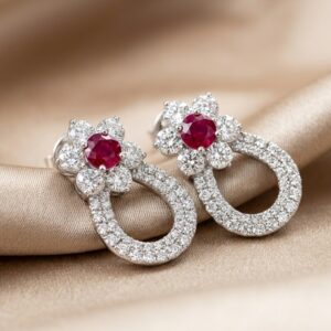 Ruby Halo Loop Earrings