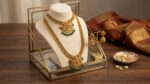 Royal Long Necklace With Lakshmi Pendent and Green Pearl Plus Earrings