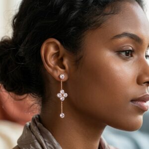 Rose Gold Zircon Drop Earrings