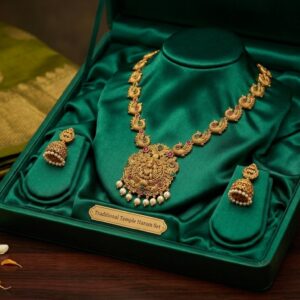 Royal Peacock design Necklace with Lakshmi Pendent Plus earrings