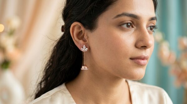 Sparkling Petal Dome Earrings