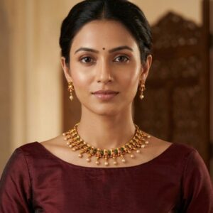 Regal Ruby Emerald Pearl Set