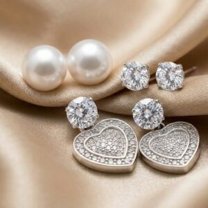 3 Piece Silver Earring Set
