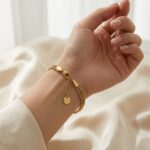 Triple Row Beaded Stainless Steel Chain Bracelet
