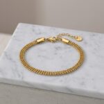 Triple Row Beaded Stainless Steel Chain Bracelet