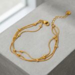 Triple layer chain bead bracelet gold - SunShoppers UK