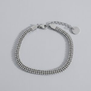 Triple Row Beaded Stainless Steel Chain Bracelet