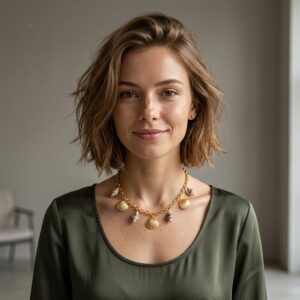 Gold Scallop Shell & Conch Charm Chain Necklace