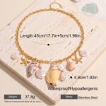 Gold Ocean Shell & Pearl Charm Statement Necklace