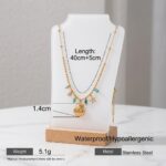 Gold Shell & Starfish Turquoise Bead Chain Necklace