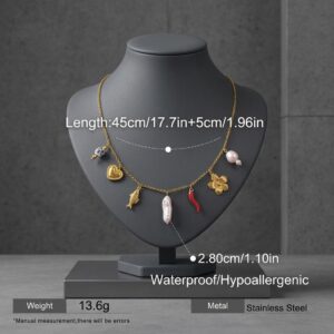Gold Eclectic Charm Pearl & Chilli Pendant Chain Necklace