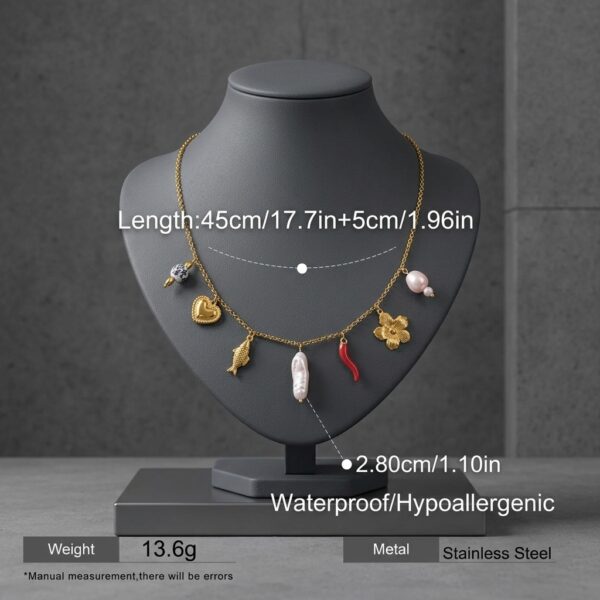 Gold-tone eclectic charm pearl chilli pendant necklace - SunShoppers UK