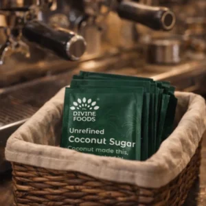 Divine Coconut Sugar Sachet 5 gm pack x 100 units | Natural Sweetener, Sugar Alternative, Coconut Palm Sap | Unrefined