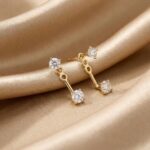 Double Stone Adjustable Ear Jacket Drop Stud Earrings