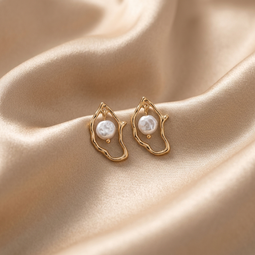 Earring_on_satin_cloth_background_202605251657 Fashion Geometric Baroque Irregular Pendant Earring