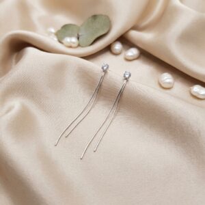 Long Tassel Zircon Dangle Drop Earrings