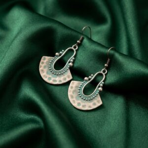 Vintage Boho Hammered Fan Drop Hook Earrings
