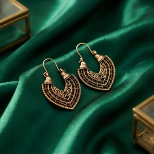 Antique Tribal Fan Scroll Hoop Earrings