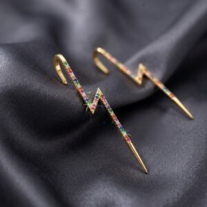 Rainbow CZ Lightning Bolt Ear Cuff