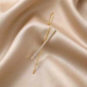 Gold CZ Pavé Cross Bar Ear Wrap Cuff