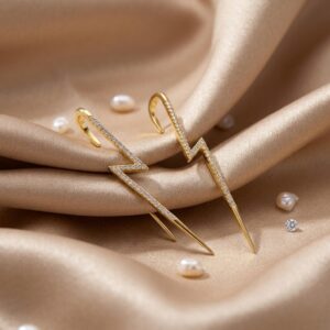 Gold CZ Lightning Bolt Ear Cuff