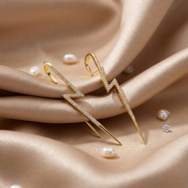 Gold CZ Lightning Bolt Ear Cuff