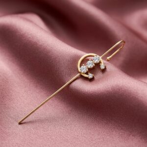 Gold CZ Crescent Moon Ear Cuff