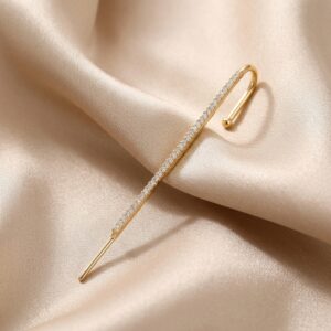 Gold Pavé CZ Straight Bar Ear Cuff