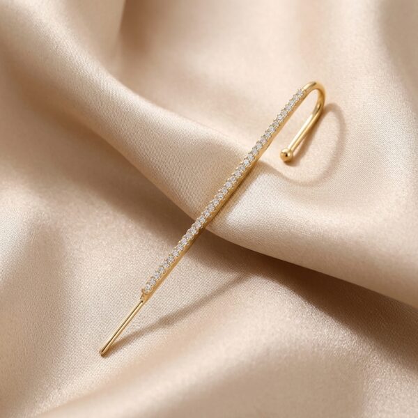 Gold Pavé CZ Straight Bar Ear Cuff- SunShoppers UK