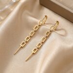 Gold CZ Rectangle Chain Ear Cuff