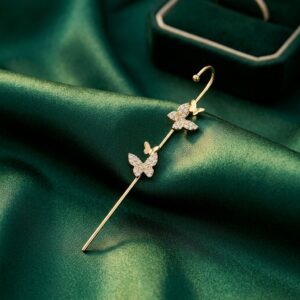 Gold CZ Flying Butterfly Ear Cuff