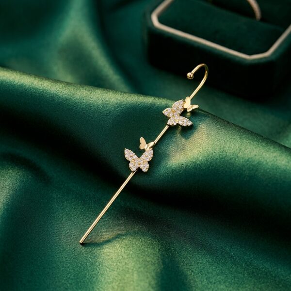 Gold CZ Flying Butterfly Ear Cuff