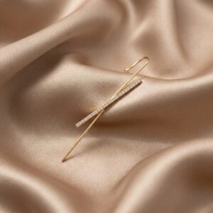Gold CZ Pavé Cross Bar Ear Wrap Cuff