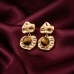 Gold Molten Stone Drop Earrings - SunShoppers UK