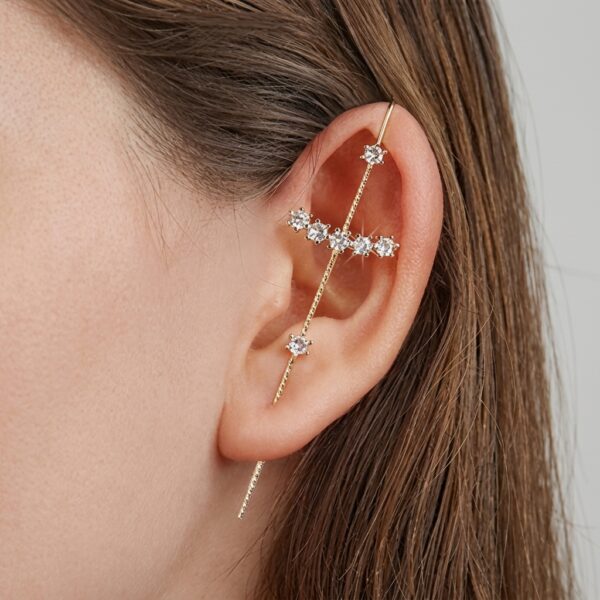 Multi stone ear pin wrap cuff delicate size - SunShoppers UK