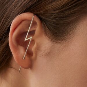Gold CZ Lightning Bolt Ear Cuff