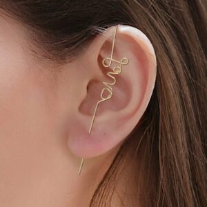 Gold Wire Love Script Ear Cuff