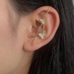 Gold CZ Double Butterfly Ear Cuff