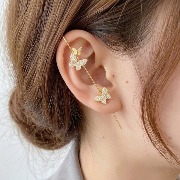 Gold CZ Flying Butterfly Ear Cuff