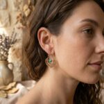 Boho Gold Filigree Turquoise Stone Hoop Earrings