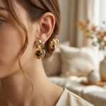 Gold Molten Stone Drop Earrings